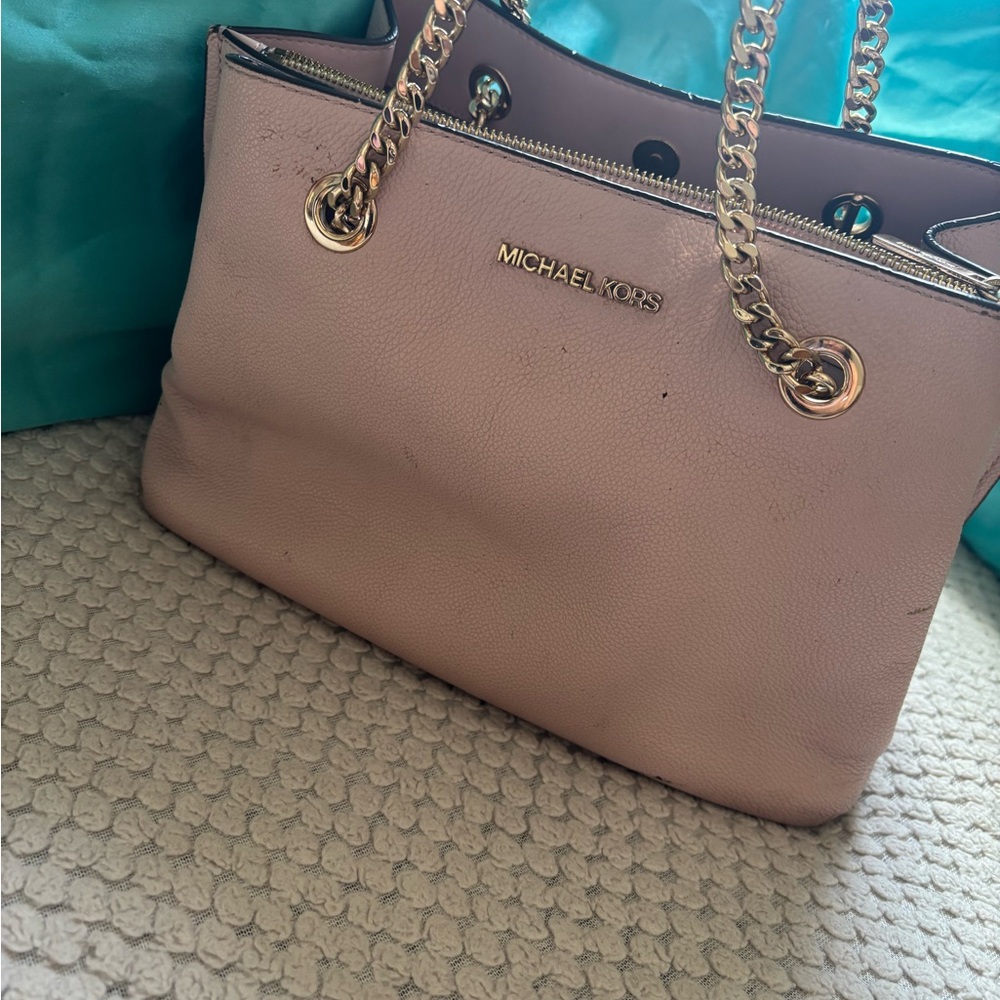 Michael Kors Blush Shoulder Bag with Gold Accents